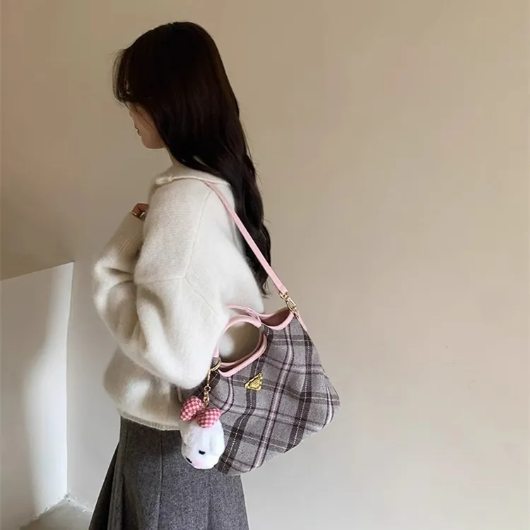 DALO Canvas Bag, Basket Bag, Shoulder Bag, Crossbody Bag, Handbag Women's Pink-4