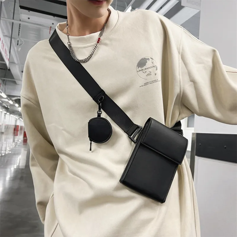 DALO PU Shoulder Bag Crossbody Bag Unisex Black/Brown-4