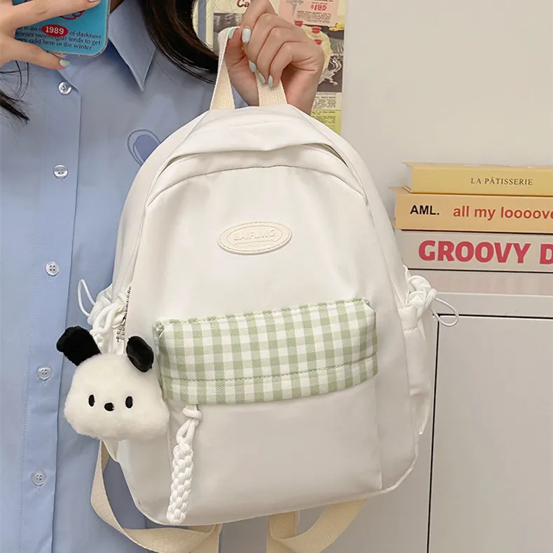DALO Nylon Backpack Regular Women's White/Blue/Black/Yellow/Green-1