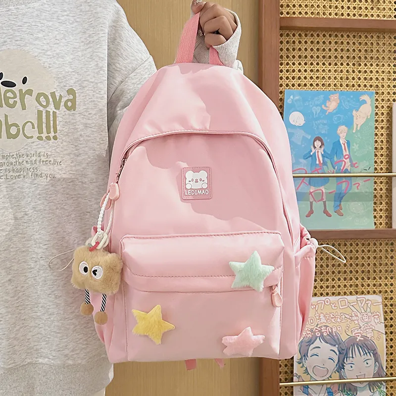 DALO Nylon Backpack Women's White/Pink/Yellow/Green/Black-9