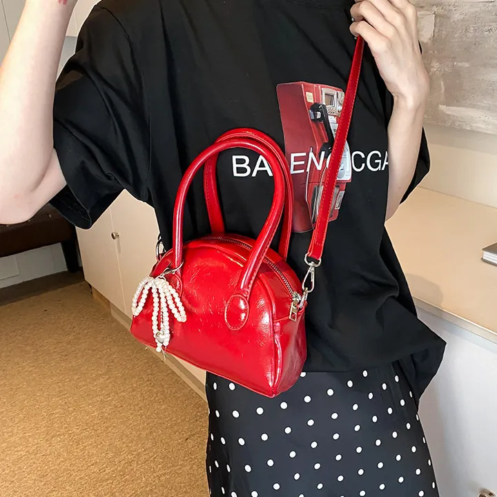 DALO PU One Shoulder Handbags Women's Black/Silver/Red/White-9