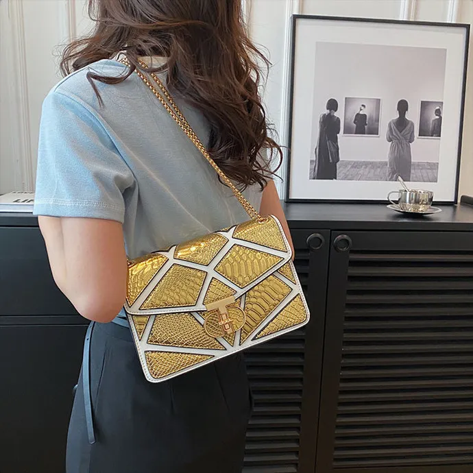 DALO PU Small Square Bag Shoulder Bag Women's Green/Multicolor/White & Color/Gold-15