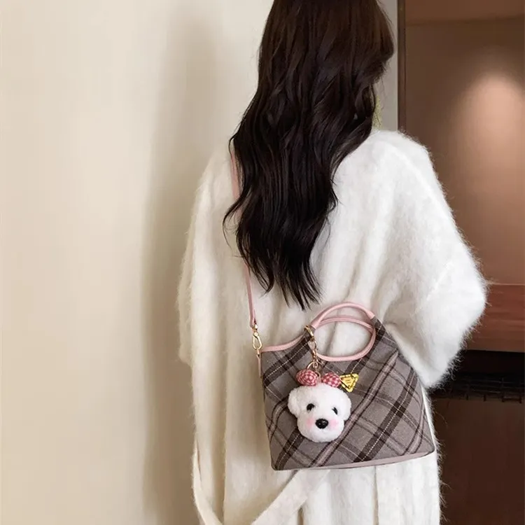 DALO Canvas Bag, Basket Bag, Shoulder Bag, Crossbody Bag, Handbag Women's Pink-3