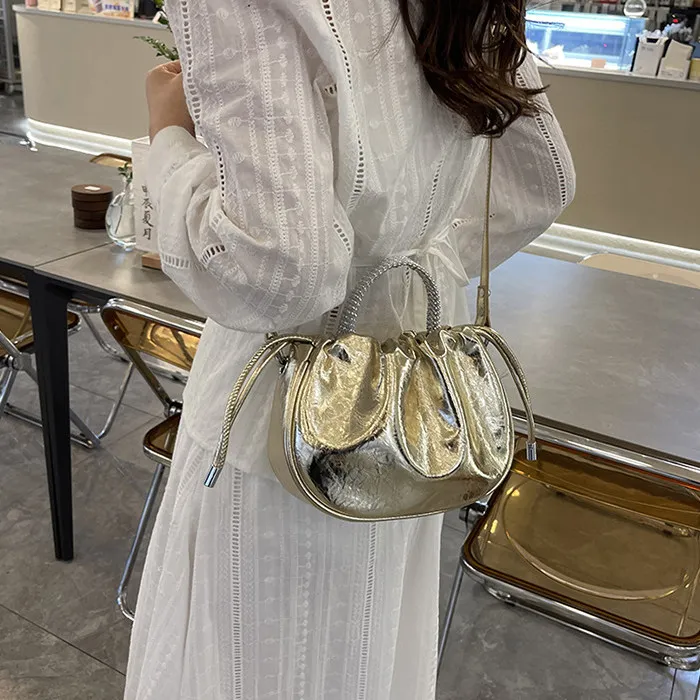 DALO PU One Shoulder Bucket Crossbody Handbag Women's Silver/Multicolor/Gold/Black-13