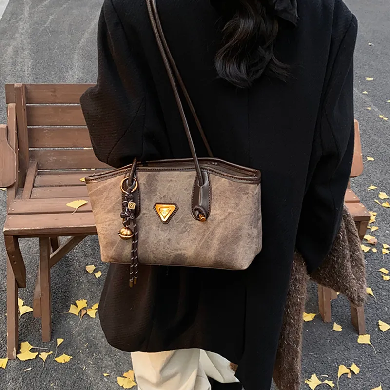 DALO PU Shoulder Bag Women's Black Coffee Brown/Khaki/Blue-5