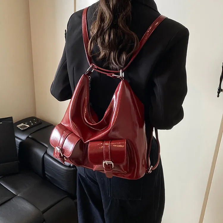 DALO PU Shoulder Bag Women's Black/Red/Coffee/Brown-7