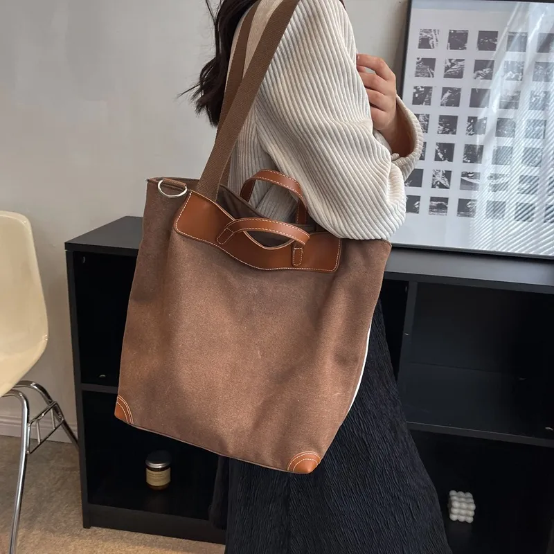 DALO Canvas Canvas Bag Portable Crossbody Bag Shoulder Bag Unisex Black/grey/brown/army Green/khaki-10