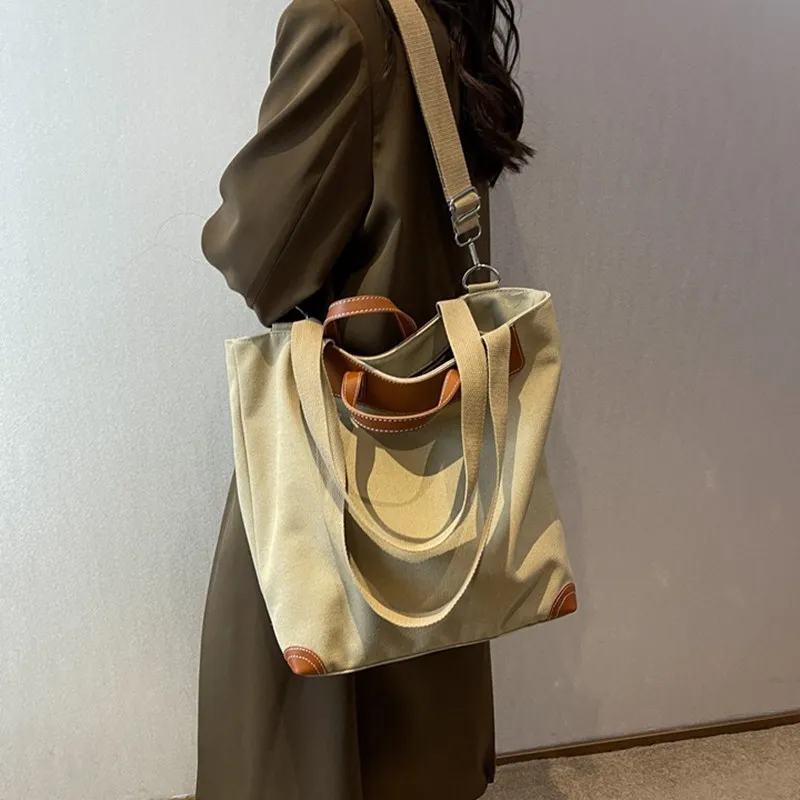 DALO Canvas Canvas Bag Portable Crossbody Bag Shoulder Bag Unisex Black/grey/brown/army Green/khaki-17