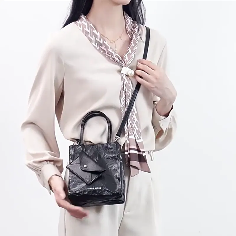 DALO PU Handbag Regular Women's Black/Milk White/Laser Silver-5