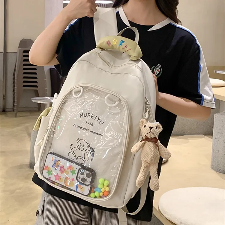 DALO Nylon With PVC Backpack Women's Black/Purple/White-4