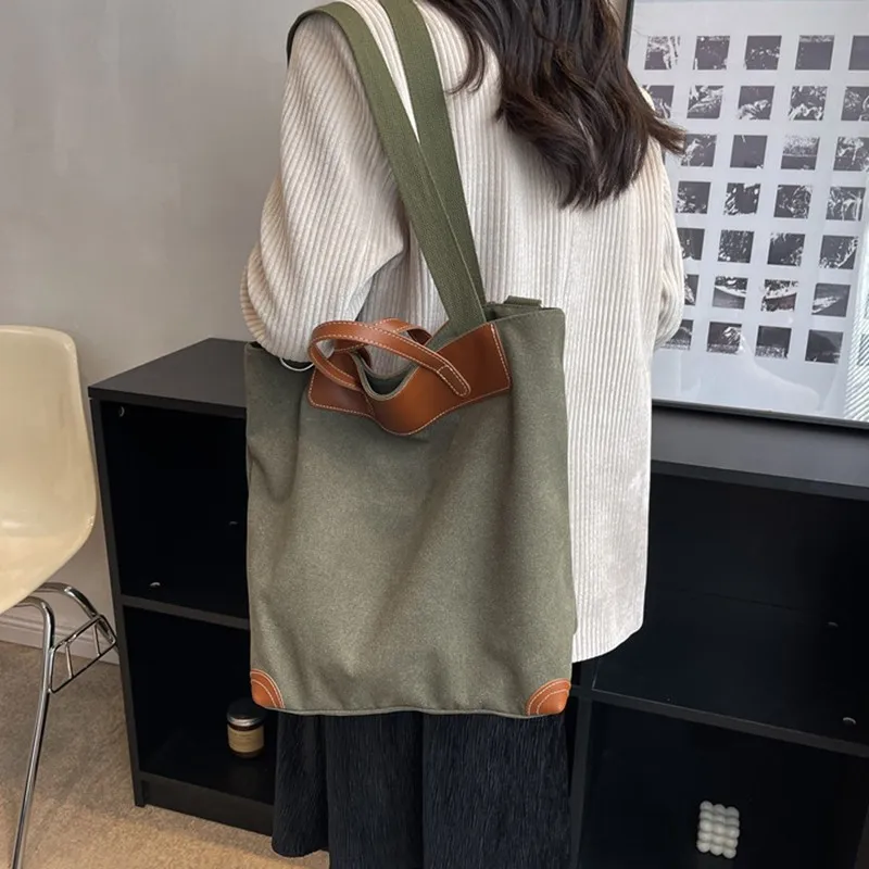 DALO Canvas Canvas Bag Portable Crossbody Bag Shoulder Bag Unisex Black/grey/brown/army Green/khaki-13