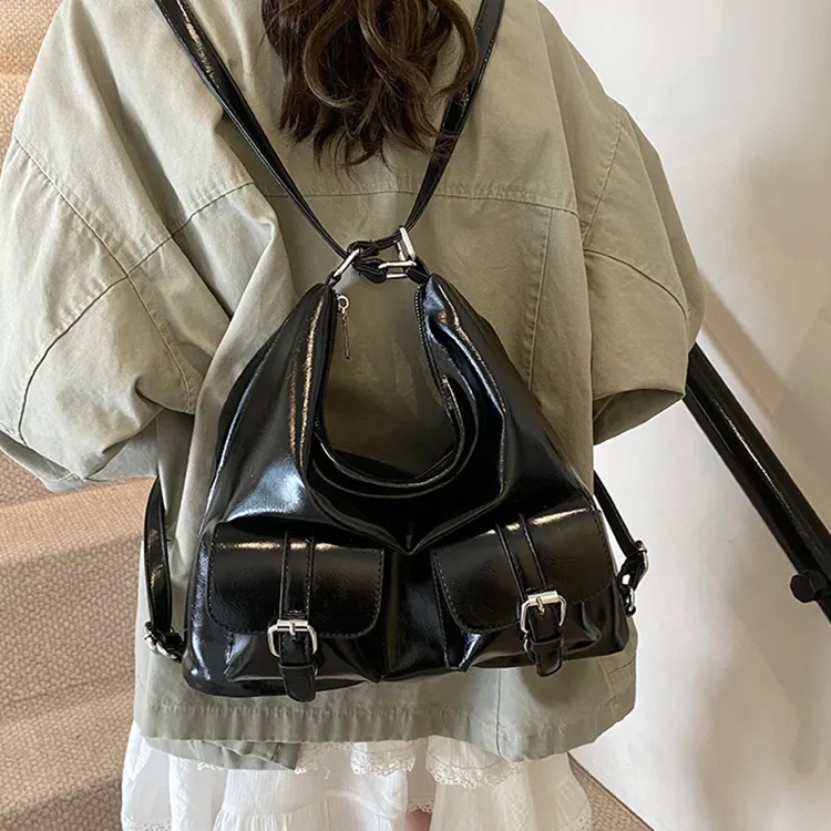 DALO PU Shoulder Bag Women's Black/Red/Coffee/Brown-2