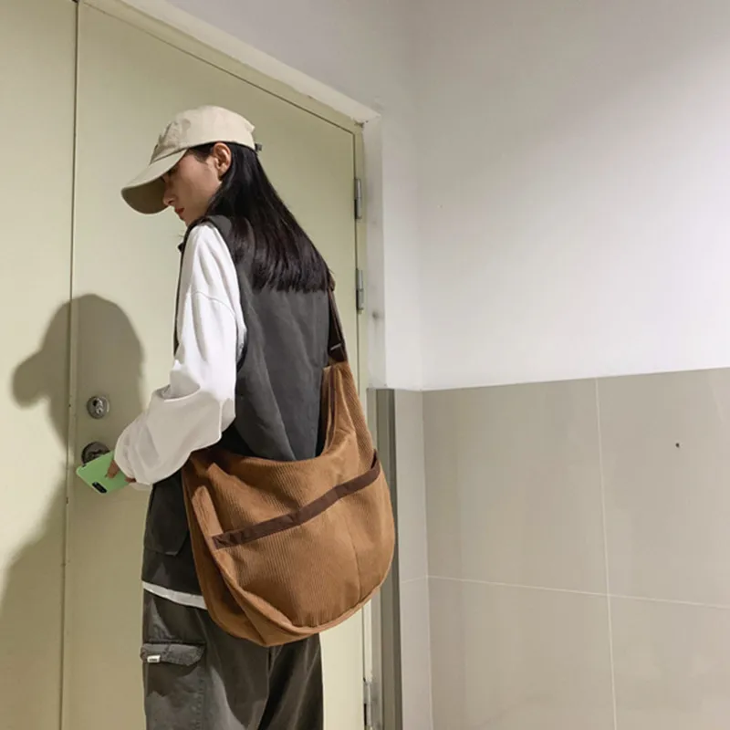 DALO Corduroy Crossbody Bag Shoulder Bag Women's White/Green/Black/Coffee-18