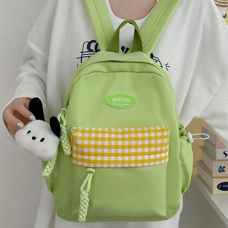 DALO Nylon Backpack Regular Women's White/Blue/Black/Yellow/Green-17