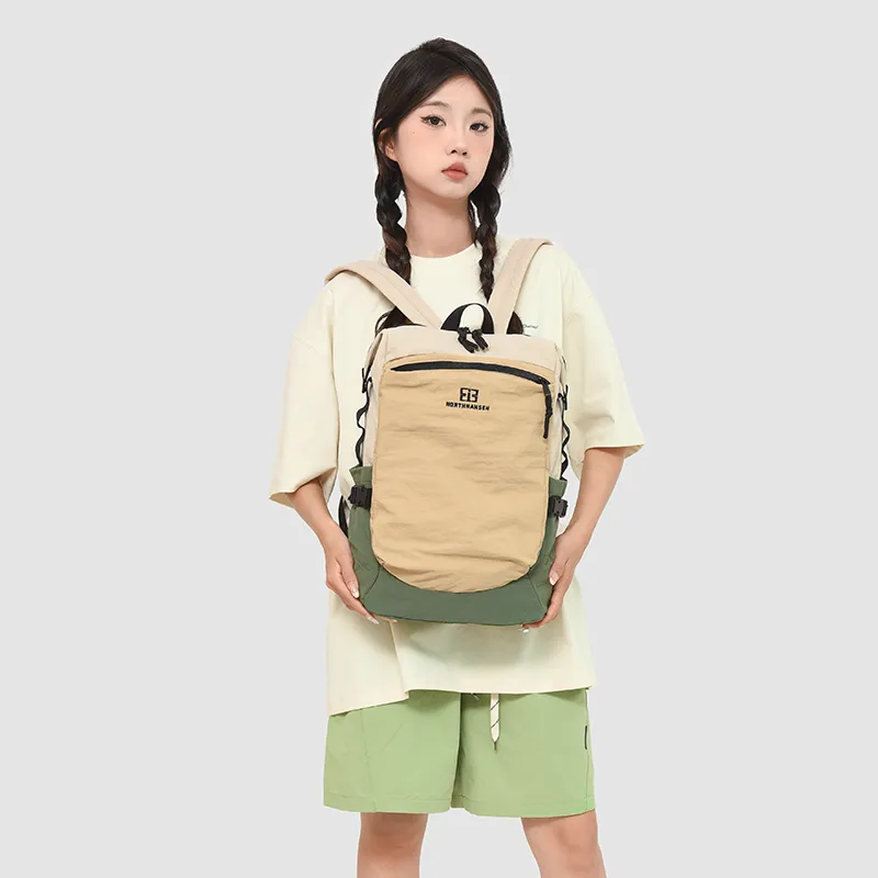 DALO Nylon Backpack Unisex Green/Khaki/Gray-5