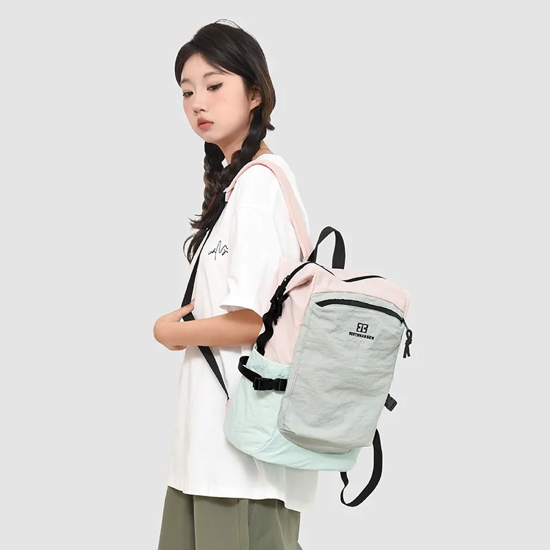 DALO Nylon Backpack Unisex Green/Khaki/Gray-12
