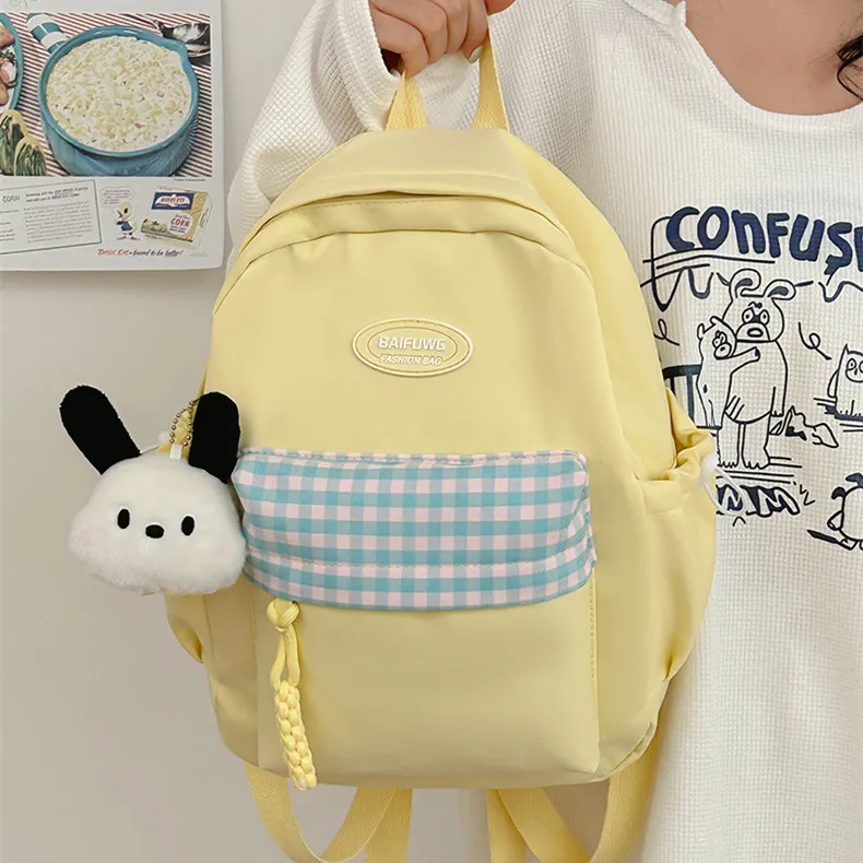 DALO Nylon Backpack Regular Women's White/Blue/Black/Yellow/Green-11