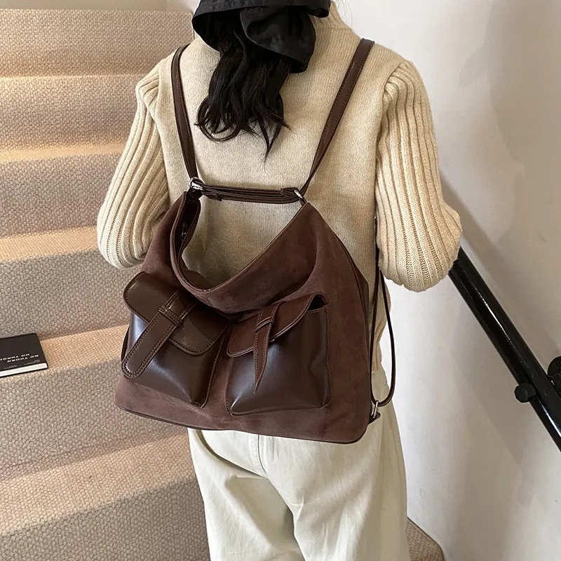 DALO Suede Shoulder Bag Women's Thousand Birds Coffee/Matte Coffee/Frosted Brown-7