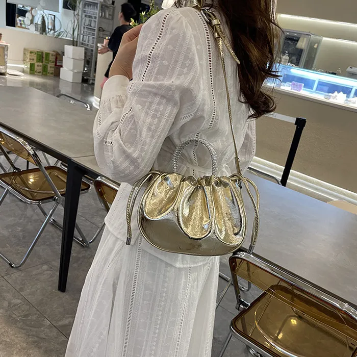 DALO PU One Shoulder Bucket Crossbody Handbag Women's Silver/Multicolor/Gold/Black-12