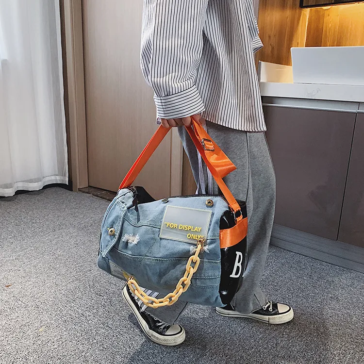 DALO Denim Crossbody Bag Women's Yellow/Green/Orange-11