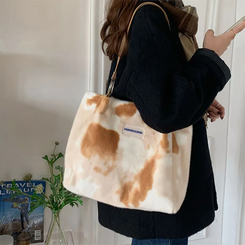 DALO Faux Fur Shoulder Bag Women's Pink/Brown-9
