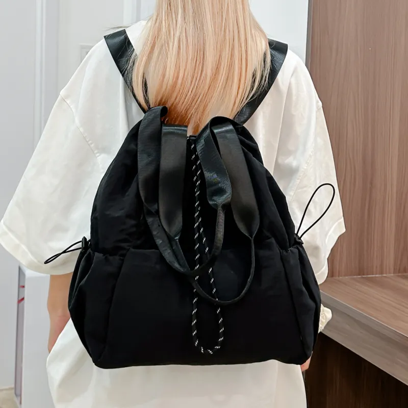 DALO Nylon Backpack Unisex Black/Gray/Blue/Pink-1