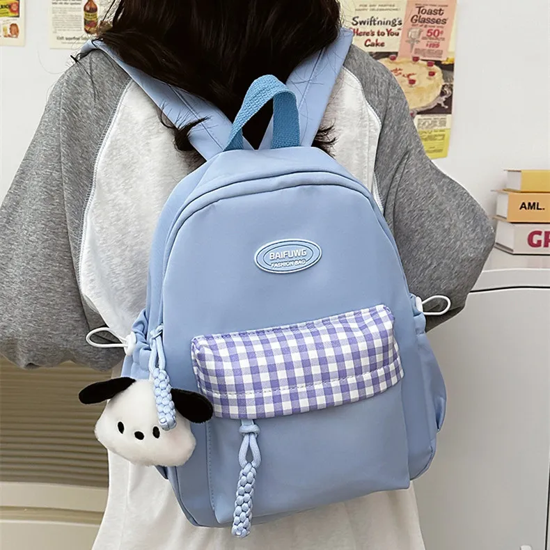 DALO Nylon Backpack Regular Women's White/Blue/Black/Yellow/Green-6