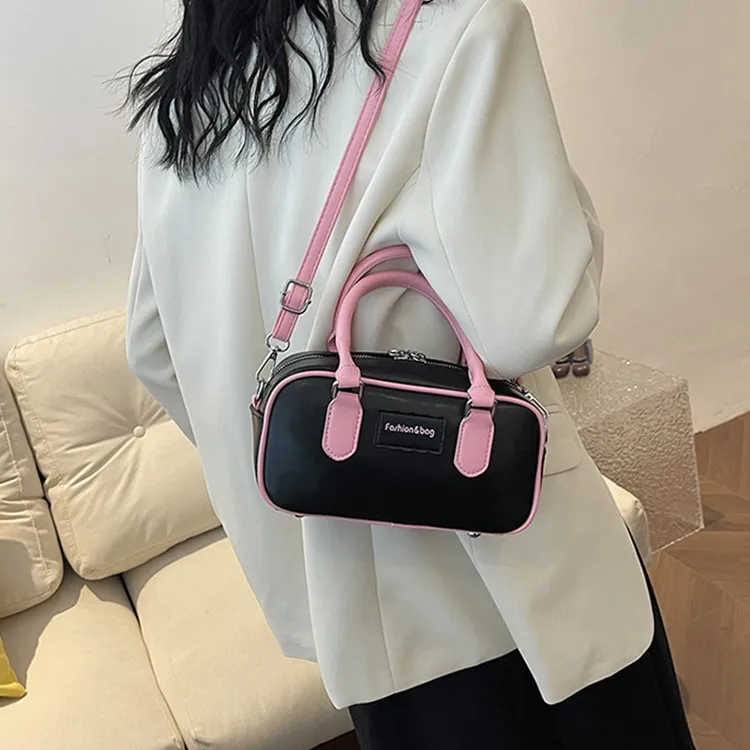DALO PU Crossbody One Shoulder Handbag Women's Black/Ecru/Pink/Brown-5
