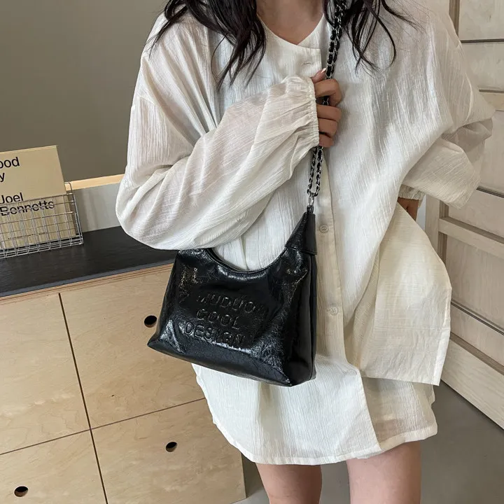DALO PU Shoulder Bag Crossbody Bag Regular Women's Black/Ecru/Silver-1