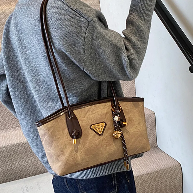 DALO PU Shoulder Bag Women's Black Coffee Brown/Khaki/Blue-9