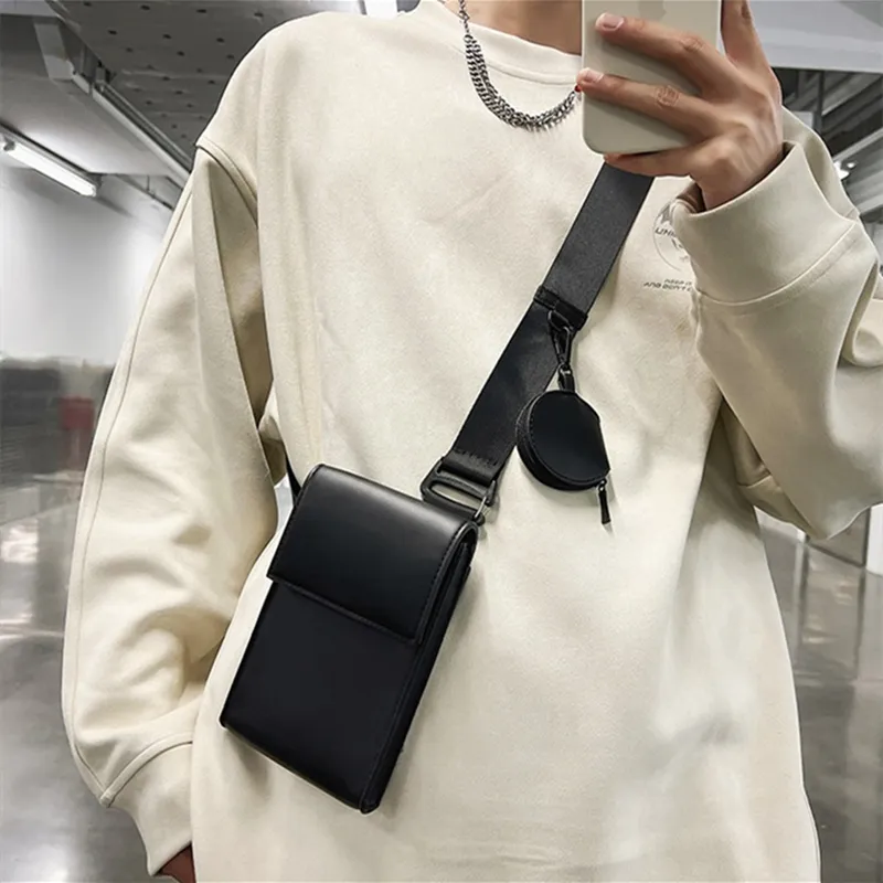 DALO PU Shoulder Bag Crossbody Bag Unisex Black/Brown-3