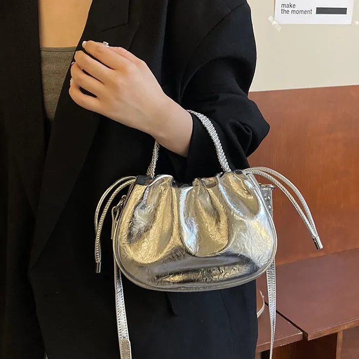 DALO PU One Shoulder Bucket Crossbody Handbag Women's Silver/Multicolor/Gold/Black-4