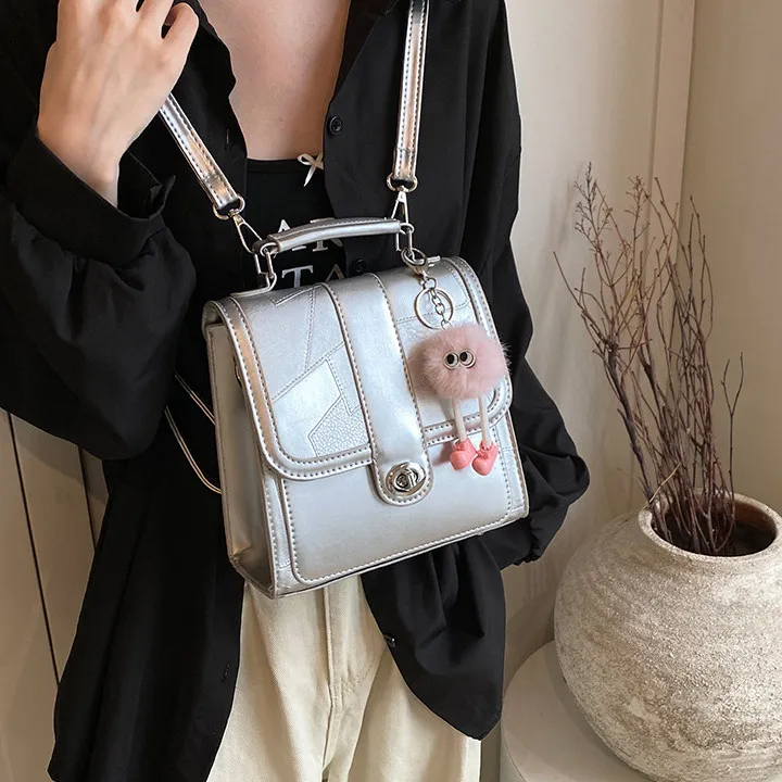 DALO PU Backpack Women's Black/Silver/White/Pink-8