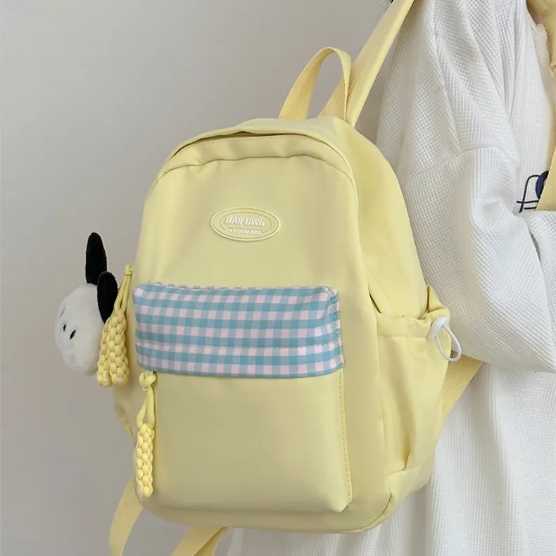 DALO Nylon Backpack Regular Women's White/Blue/Black/Yellow/Green-14