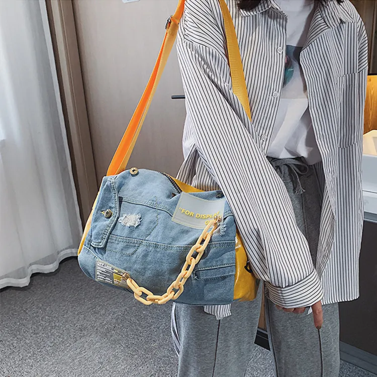 DALO Denim Crossbody Bag Women's Yellow/Green/Orange-2