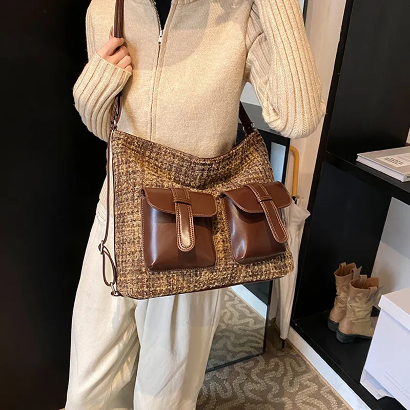 DALO Suede Shoulder Bag Women's Thousand Birds Coffee/Matte Coffee/Frosted Brown-3
