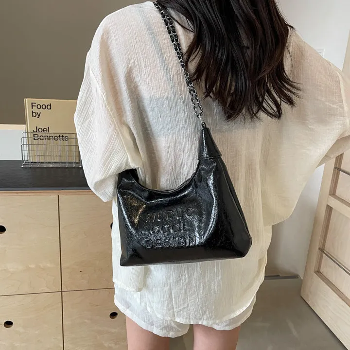 DALO PU Shoulder Bag Crossbody Bag Regular Women's Black/Ecru/Silver-2