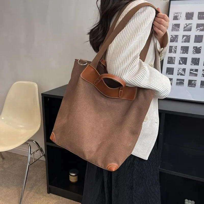 DALO Canvas Canvas Bag Portable Crossbody Bag Shoulder Bag Unisex Black/grey/brown/army Green/khaki-7