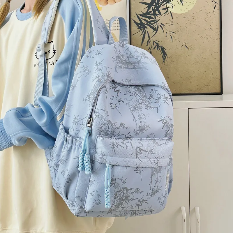 DALO Nylon Backpack Women's White/Black/Green/Blue-21