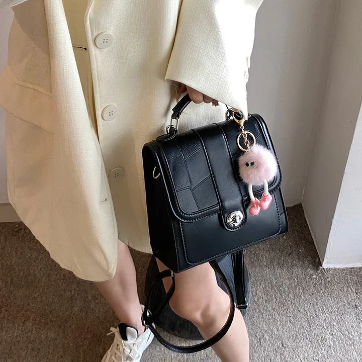 DALO PU Backpack Women's Black/Silver/White/Pink-5