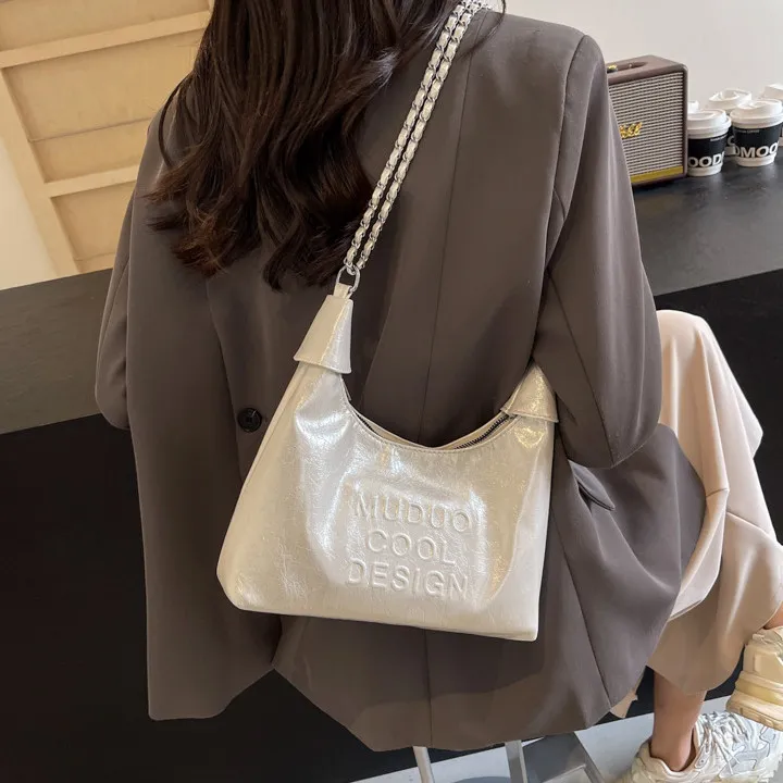 DALO PU Shoulder Bag Crossbody Bag Regular Women's Black/Ecru/Silver-5