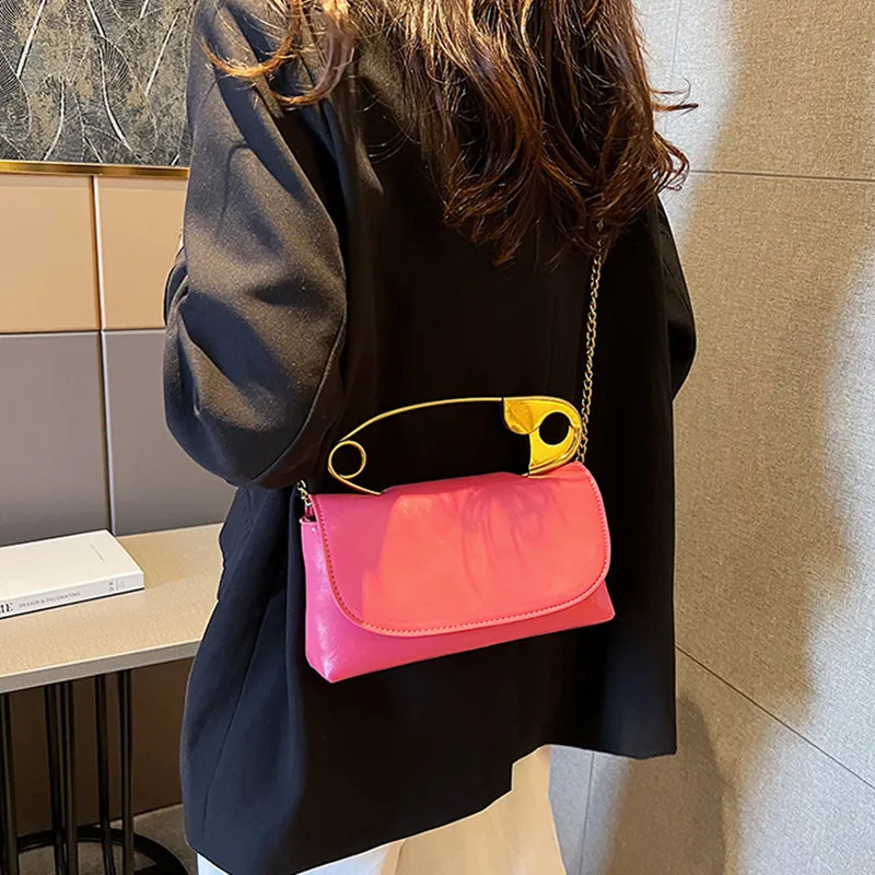 DALO PU Shoulder Bag Crossbody Bag Women's White/Black/Rose Red/Silver-8