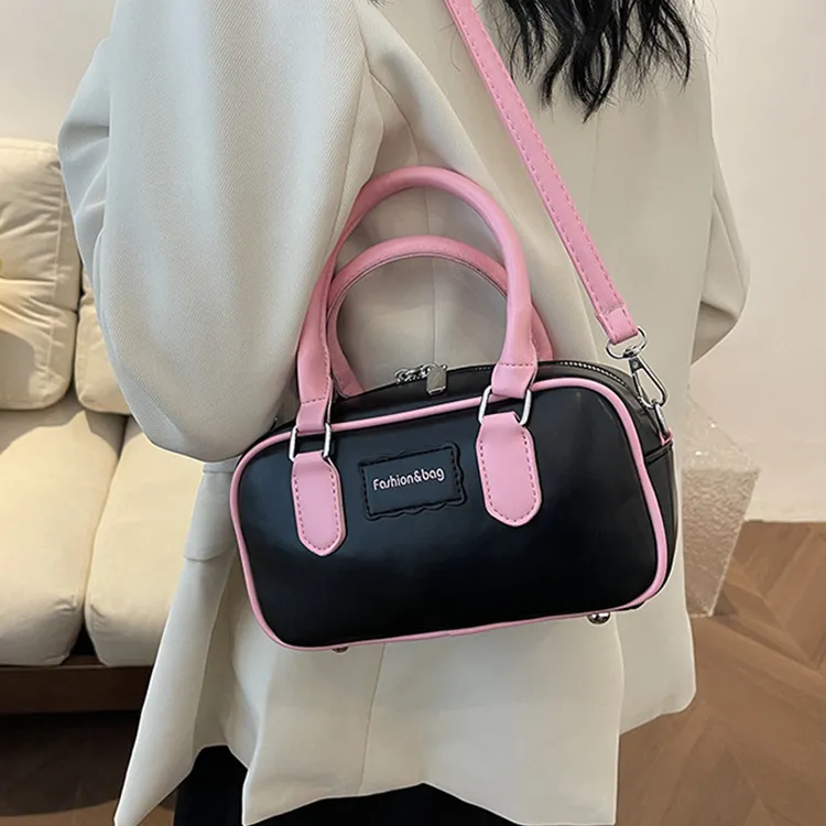 DALO PU Crossbody One Shoulder Handbag Women's Black/Ecru/Pink/Brown-7