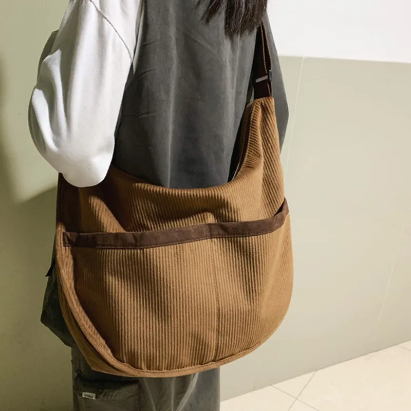 DALO Corduroy Crossbody Bag Shoulder Bag Women's White/Green/Black/Coffee-15