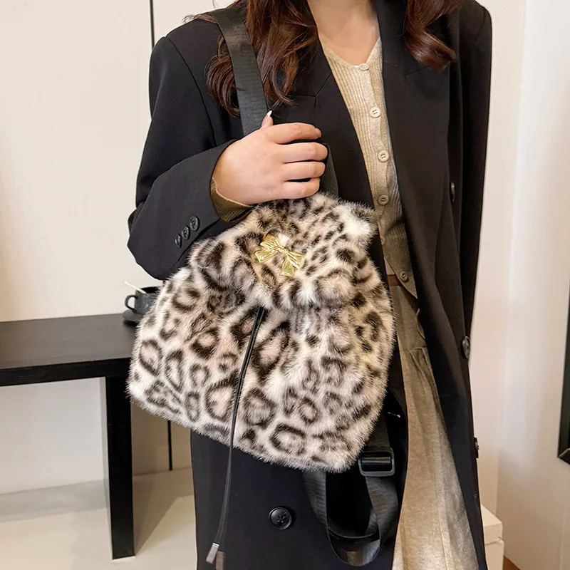 DALO Plush Backpack Regular Women's Black White Brown/Pink/Khaki-19