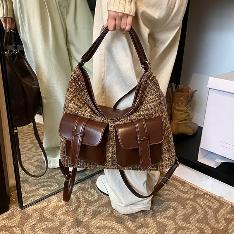 DALO Suede Shoulder Bag Women's Thousand Birds Coffee/Matte Coffee/Frosted Brown-2