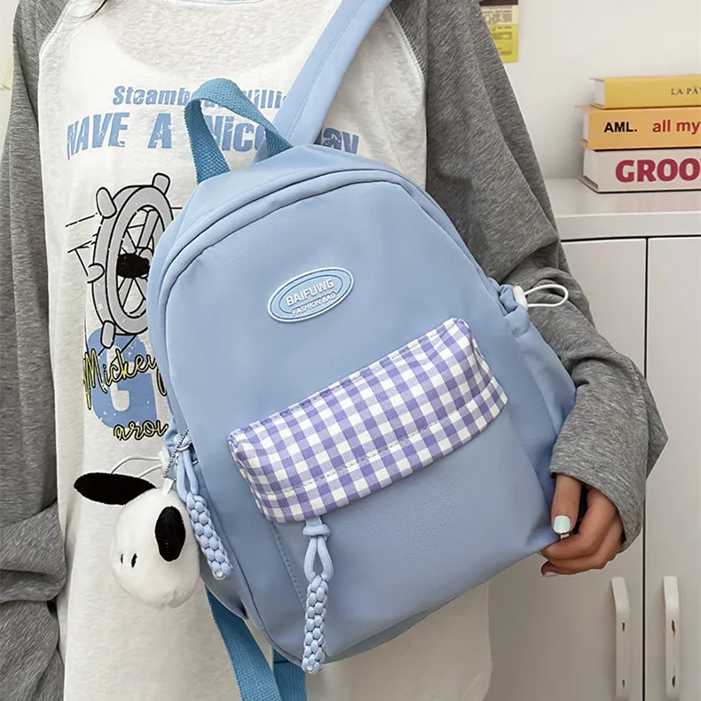 DALO Nylon Backpack Regular Women's White/Blue/Black/Yellow/Green-5