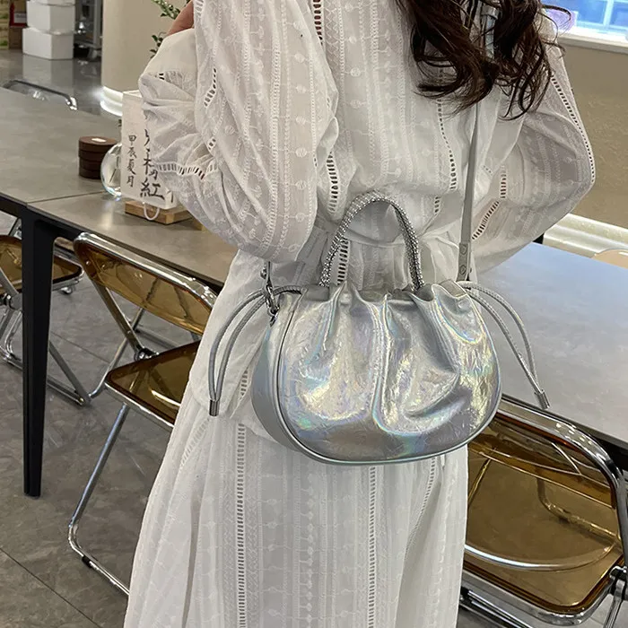 DALO PU One Shoulder Bucket Crossbody Handbag Women's Silver/Multicolor/Gold/Black-10