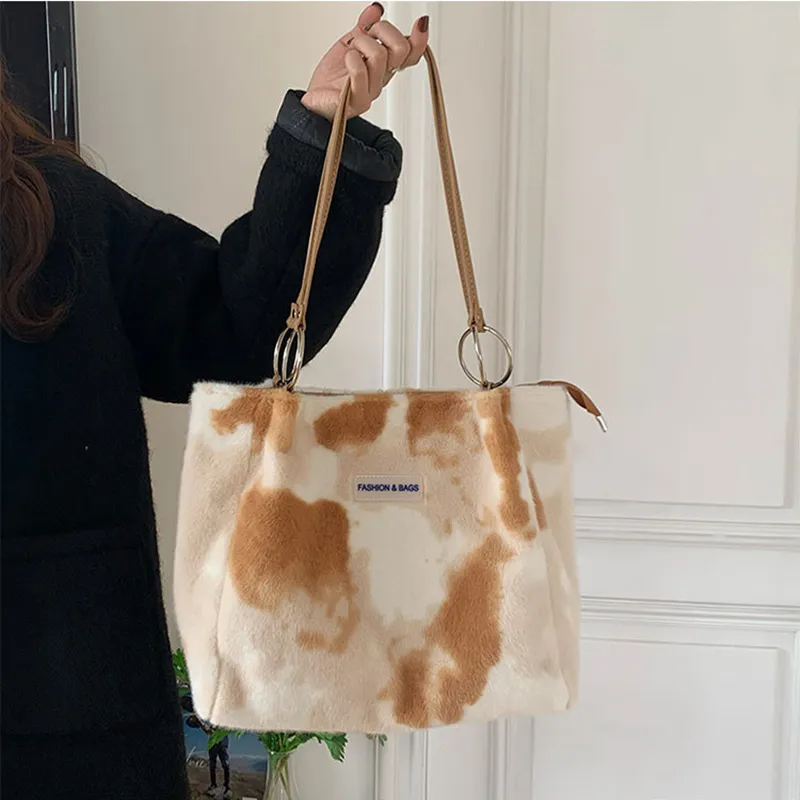 DALO Faux Fur Shoulder Bag Women's Pink/Brown-7