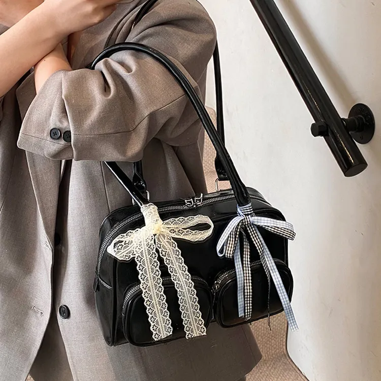 DALO PU Shoulder Bag Women's Silver/Coffee/Red/Brown/Black/White-13